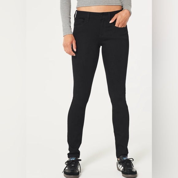 New! Hollister Skinny Zipper Low-Rise Black Super Skinny Jeans size 6S/7S/28W - Picture 3 of 4